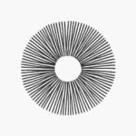 modern, minimalist ink sketch of a panaeolus cyanescens spore print on a light grey background